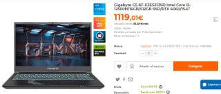 Portátil gaming Gibabyte G5 KF-E3ES313SD por 1119€