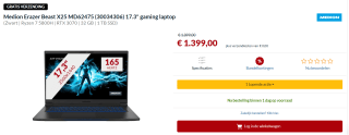 Medion Erazer Beast X25 voor €1399 bij Alternate