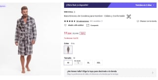 Bata Kimono de Coralina para Hombre por 11.52€