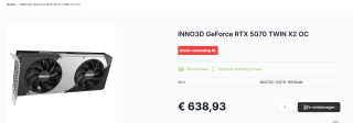 INNO3D GeForce RTX 5070 TWIN X2 OC videokart voor €638,93 bij Caps