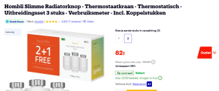 Hombli Slimme Radiatorknop uitbreiding 3-Pack voor €82 bij Bol.com