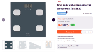 Tefal Body Up Lichaamsanalyse Weegschaal BM2520 voor €19,95 bij iBOOD