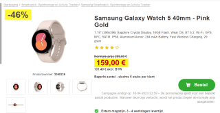 Samsung Galaxy Watch5 - Smartwatch - 40 mm - Gold voor €159 bij Proshop