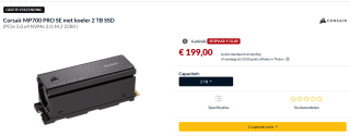 Corsair MP700 Pro SE, met luchtkoeler 2TB voor €199 bij Alternate