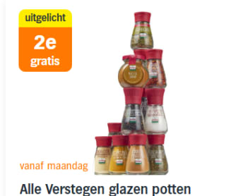 1+1 gratis op alle Verstegen kruiden in glazen potten bij de AH