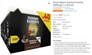 Douwe Egberts Espresso Krachtig (10) - 200 Koffiecups voor €37 bij Amazon