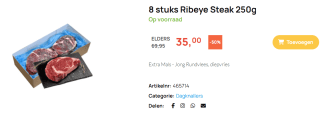 8x 250g Ribeye steak voor €35 bij Butlon