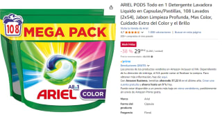 ARIEL PODS Todo en 1 Detergente Lavadora Liquido en Capsulas/Pastillas, 108 Lavados (2x54) por 22.99€