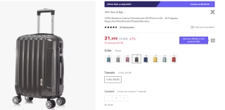 Maleta de Cabina Policarbonato 55x39x21cm 45L por 15,05€