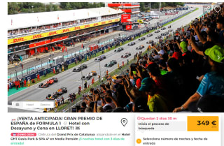 Entradas Fórmula 1 Catalunya 3 días con Hotel con Desayuno y Cena por 349€