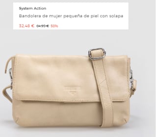 Bandolera de mujer pequeña de piel con solapa System Action por 32.45€