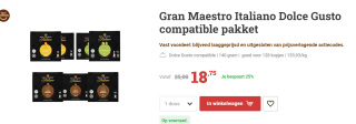 Gran Maestro Italiano Dolce Gusto proefpakket voor €18,75 bij Koffievoordeel