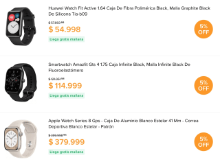 Descuento de hasta 5% en smartwatchs por Shop Now