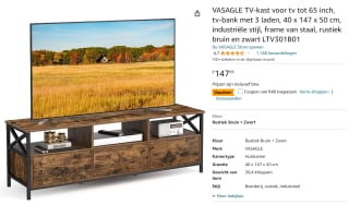 VASAGLE TV-meubel voor TV's tot 65 inch voor €99 bij Amazon