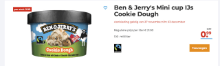 Ben & Jerry's Mini cup IJs Cookie Dough 100 ml voor €0,99