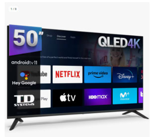Smart TV 50 pulgadas QLED 4K Hey Google Official Assistant Android 11 por 226,99€ (Cuenta Nueva 214.99€)