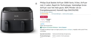 PHILIPS 3000 Series Dual Basket Airfryer Zwart voor €153 bij Amazon