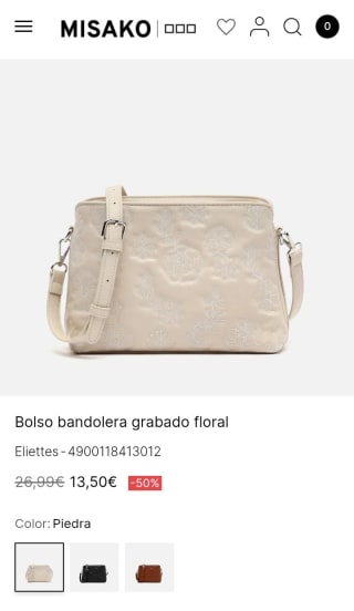 Bolso bandolera grabado floral Eliettes por 13.5€