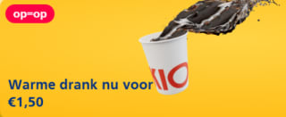 Alle warme dranken voor €1,50 bij Kiosk tijdens de NS weg=weg weken