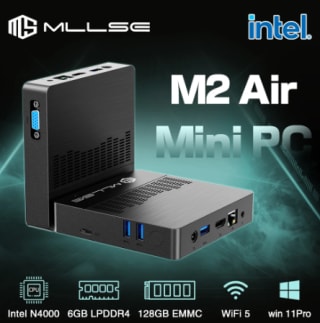 MLLSE-Mini PC M2 Air, Intel Gemini Lake N4000, Windows 11, 6GB de RAM, 128GB de ROM por 62,52€