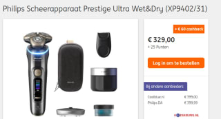 i9000 Prestige Ultra Wet&Dry elektrisch scheerapparaat voor €263 na cashback + 25 ING punten