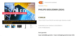 Philips 65OLED809 Zwart voor €1.999 bij Tvspecialisten