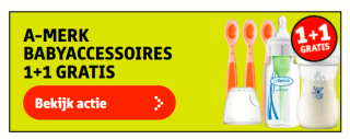 1 + 1 Gratis op alle A-merk baby accessoires bij Kruidvat