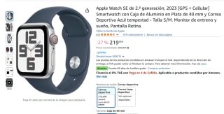 Apple Watch SE de 2.ª generación, 2023 [GPS + Cellular] por 219€