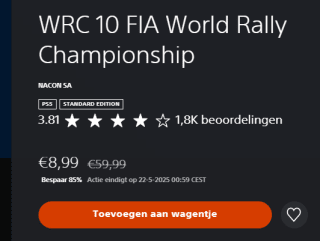 WRC 10 FIA World Rally Championship voor €8,99 in de Playstation Store