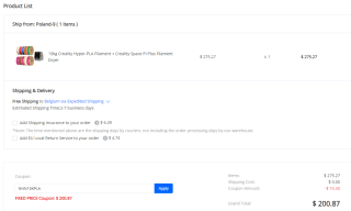 10kg Creality Hyper-PLA Filament + Creality Space Pi Plus Filament Dryer voor €185,20 via Geekbuying