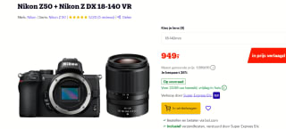 Nikon Z 50 + 18-140 VR Kit Zwart voor €949 bij bol.com