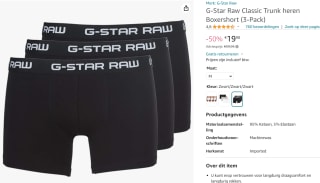 G-Star Underwear Classic 3 pack voor €19,98 bij Amazon