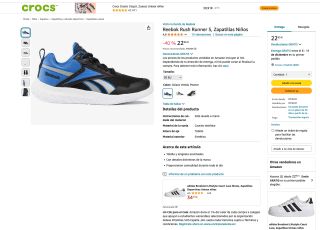 Zapatillas Reebok Rush Runner 5 Niños por solo 22,95€