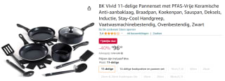 BK Vivid Pannenset 11-delig Inductie PFAS-vrij Vaatwasmachinebestendig voor €96,58 bij Amazon
