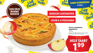 Verse roomboter appeltaart voor €1,99 bij de Lidl