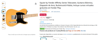Guitarra Eléctrica Squier by Fender Affinity Series Telecaster (Incluye cursos virtuales gratuitos en Fender Play) por 160,04€