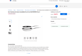 Set 2 Sartenes de Acero Inoxidable 20 y 24 cm MASTERPRO Pure 3 por 14,39€