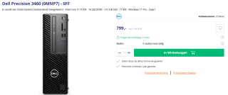Dell Precision 3460 SFF 0MNP7 - Intel i7-14700, 16 GB RAM, 512 GB SSD voor €799 bij Azerty