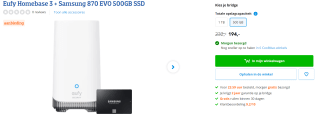 Eufy Homebase 3 met gratis Samsung 870 EVO 500GB SSD voor €194 bij Coolblue