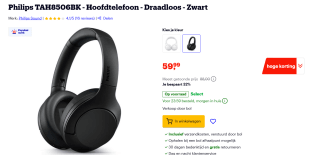 Philips TAH8506BK/00 koptelefoon voor €59,99 bij Bol