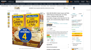 GALLINA BLANCA caldo casero de pollo 100% natural 4L por 4,60€