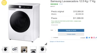 Samsung Lavasecadora 12.5 Kg / 7 Kg por $11,999 | Descuento Costco