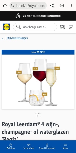 Lidl, 2x 4 wijnglazen voor 4,99 euro.