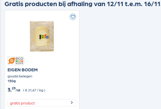 Gratis 150g Eigen Bodem Gouda belegen kaas bij Collect & Go