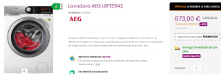 Lavadora Libre Instalación - AEG L8FEE842, 8 Kg y 1400 RPM por 653€