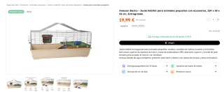 Amazon Basics Jaula hábitat para animales pequeños con accesorios, 124 x 68 x 52 cm, tan sólo 19€