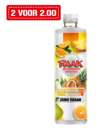 Alle smaken Raak vruchten siroop 2 voor €2 bij de Coop