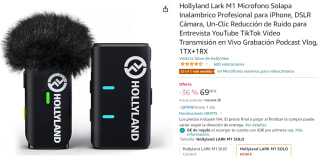 Hollyland Lark M1 Microfono Solapa Inalambrico Profesional para iPhone, DSLR Cámara, Un-Clic Reducción de Ruido para Entrevista YouTube TikTok Video Transmisión en Vivo Grabación Podcast Vlog, 1TX+1RX por 69€