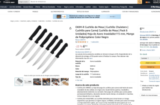 Cuchillo Chuletero para Carne 6 Unidades Hoja de Acero Inoxidable 115 mm por solo 6,95€