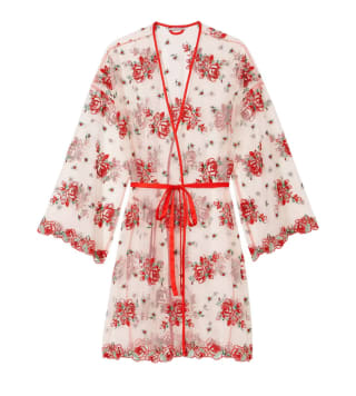 Bata de malla Victoriassecret transparente con bordado floral por solo 27,29€